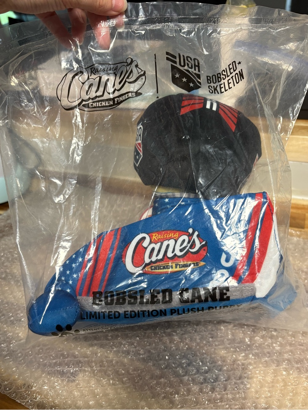Raising Cane's USA Bobsled Cane Racing Bear Plush in Blue and Red NWT - Picture 3 of 5